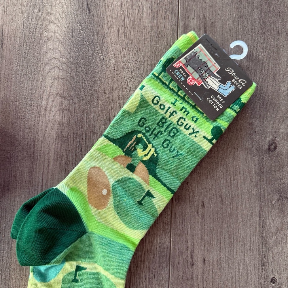 🍂5 for $15🍂 New Men's Blue Q Big Golf Guy Green Socks - Picture 2 of 5